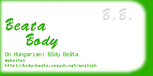 beata body business card